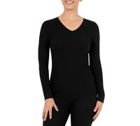 Fruit of the Loom Micro Waffle Thermal V-Neck Camiseta de Pijama, Negro, 8X para Mujer