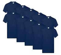 Fruit of the Loom Original - Camiseta Manga Corta para Hombre (Pack de 10 Unidades) - Azul Marino - Talla XL