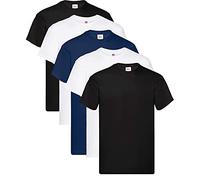 Fruit of the Loom Original - Camiseta Manga Corta para Hombre (Pack de 5 Unidades) - 2 Blanco/1 Negro/1 Azul Marino - Talla 2XL