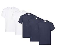 Fruit of the Loom Original - Camiseta Manga Corta para Hombre (Pack de 5 Unidades) - 3 Azul Intenso/2 Blanco - Talla 2XL