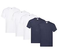Fruit of the Loom Original - Camiseta Manga Corta para Hombre (Pack de 5 Unidades) - 3 Blanco/2 Azul Intenso - Talla L