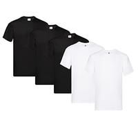 Fruit of the Loom Original - Camiseta Manga Corta para Hombre (Pack de 5 Unidades) - 3 Negro/2 Blanco - Talla L