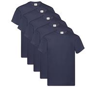 Fruit of the Loom Original T - Camiseta Manga Corta para Hombre (Pack de 5 Unidades) - Azul Intenso - Talla L