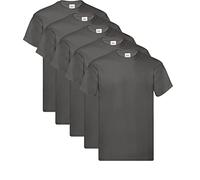 Fruit of the Loom Original T - Camiseta Manga Corta para Hombre (Pack de 5 Unidades) - Gris Escuro - Talla L