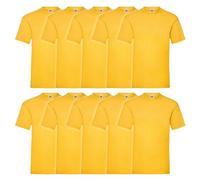Fruit of the Loom Pack de 10 camisetas Valueweight para hombre + bolsa de deporte gratis MyShirt, Sunflower Yellow + Myshirt Turnbeutel, M