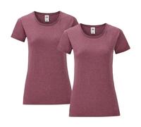 Fruit of the Loom Pack de 2 Ladies Iconic 150 T, Brezo Burdeos, XL