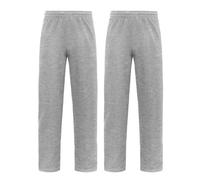 Fruit of the Loom Pack de 2 pantalones Iconic 250 Open Hem Jog Pants, Brezo Atlética, S