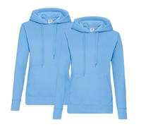 Fruit of the Loom Pack de 2 sudaderas clásicas con capucha para mujer, azul celeste, XS