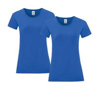 Fruit of the Loom Pack de 2 unidades Ladies Iconic 195 Ringspun Premium T, azul real, S