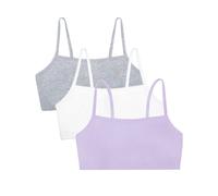 Fruit of the Loom - Pack de 3 sujetadores deportivos de algodσn con tirantes finos para mujer Lila Whisper/Blanco/Gris jaspeado 36