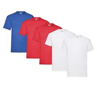 Fruit of the Loom Pack de 5 camisetas, 2 x blanco + 2 x rojo + 1 x Royal + 1 HL Comprar bloc de notas, talla L