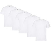 Fruit of the Loom Pack de 5 camisetas para hombre, 5 unidades blancas + 1 bloc de notas de compra, XXXL