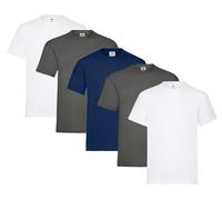Fruit of the Loom Pack de 5 camisetas para hombre Heavy Cotton M, L, XL, XXL, 3XL, varios colores, 2 x blanco + 2 x grafito + 1 x azul marino + 1 bloc de notas de compra Hl, XL
