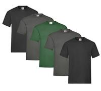 Fruit of the Loom Pack de 5 camisetas para hombre Heavy Cotton M, L, XL, XXL, 3XL, varios colores, 2 x negro + 2 x grafito + 1 x verde botella + 1 bloc de notas Hl Comprar, XXL