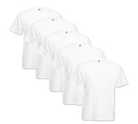 Fruit of the Loom Pack de 5 Valueweight T, Blanco, M