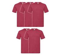 Fruit of the Loom Pack de 5 Valueweight T, Vintage Rot Meliert, L