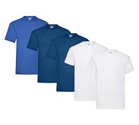 Fruit of the Loom Paquete de 5 Camisetas, 2 x Blancas + 2 x Azul Marino + 1 x Real + 1 Libreta de Compra HL, Talla S, 2 x blancas, 2 x azul marino, 1 x real, 1 Libreta de compra HL, Talla Pequeña