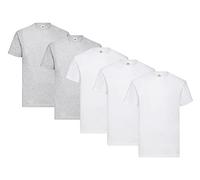 Fruit of the Loom Paquete de 5 camisetas, 3 x blancas + 2 x grises + 1 HL Buy notepad, talla M