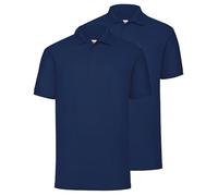 Fruit of the Loom Paquete doble de polo 65/35 + bolsa de tela MyShirt GRATIS, color: azul marino, talla: 4XL