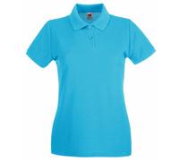 Fruit of the Loom- Polo de Manga Corta Premium Entallado para Mujer (Grande (L)/Azul Celeste)
