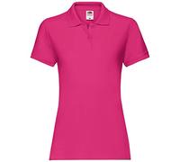 Fruit of the Loom- Polo de Manga Corta Premium Entallado para Mujer (Grande (L)/Fucsia)