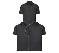 Fruit of the Loom 65/35 Camisa de Polo, Negro (, XXL (Pack de 3) para Hombre