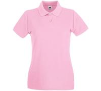 Fruit of the Loom Polo para mujer de 100% algodón, corte femenino, manga corta, aberturas laterales, ideal para ocio y negocios, rosa claro, L