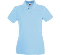 Fruit of the Loom Polo para mujer de 100% algodón, corte femenino, manga corta, aberturas laterales, ideal para ocio y negocios, azul celeste, XL