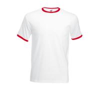 Fruit of the Loom Ringer - Camiseta Blanco White/Red L