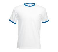 Fruit of the Loom Ringer - Camiseta Blanco White/Royal Blue L