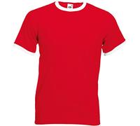 Fruit of the Loom Ringer - Camiseta rojo/blanco L