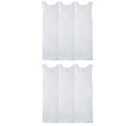 Fruit of the Loom Sleeveless Tank A-Shirt, Tag Free & Moisture Wicking, Ribbed Stretch Fabric Ropa Interior, Big Man-Paquete de 6-Blanco, XXXXXL (Pack de 6) para Hombre