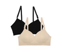 Fruit of The Loom Wireless Push-up Bra Sujetador, Opaco, Black Hue/in The Buff, 95B (Pack de 2) para Mujer