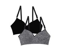 Fruit of the Loom Seamless Wire Free Push-up Bra Sujetador, Opaco, Negro Black Anthracite Heather, 100E (Pack de 2) para Mujer