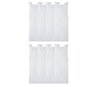 Fruit of the Loom Sleeveless Tank A-Shirt, Tag Free & Moisture Wicking, Ribbed Stretch Fabric Camiseta, Tanque-Paquete de 8-Blanco, XL (Pack de 8) para Hombre