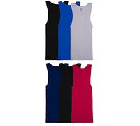 Fruit of the Loom Sleeveless Tank A-Shirt, Tag Free & Moisture Wicking, Ribbed Stretch Fabric Ropa Interior, Paquete de 6, Colores Surtidos, 3XL (Pack de 6) para Hombre