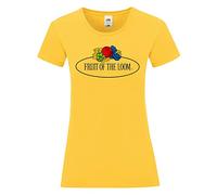 Fruit of The Loom Sofspun T Lady-Fit 61-414-0 para mujer, Girasol amarillo - Logotipo vintage grande, S
