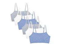 Fruit of the Loom Sport-BH Mit Spaghettiträgern, Baumwolle, Vorteilspack Sujetador Deportivo, Opaco, Gris Jaspeado/Gris Jaspeado/Blanco/Blanco/Azul Jaspeado/Azul Jaspeado, 36 (Pack de 6) para Mujer