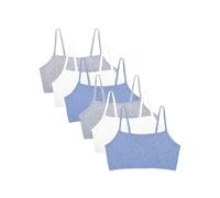 Fruit of the Loom Spaghetti Strap Cotton Pullover Sports Bra Value Pack Sujetador Deportivo, Opaco, Gris Jaspeado/Gris Jaspeado/Blanco/Blanco/Azul Jaspeado/Azul Jaspeado, 36 6 para Mujer