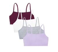 Fruit of the Loom Spaghetti Strap Cotton Pullover Sports Bra Value Pack Sujetador Deportivo, Opaco, Morado/Blanco/Lila/Gris, 46 Grande 4 para Mujer