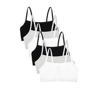 Fruit of The Loom Spaghetti Strap Cotton Pullover Sports Bra Value Sujetador Deportivo, Opaco, Blanco, Gris Jaspeado/Negro/Blanco/Gris Jaspeado/Negro, Pack de 6, 34 Mujer