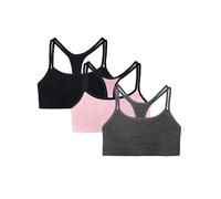 Fruit of the Loom Paquete de 3 Sujetadores Deportivos de espagu, Opaco, Rosa sonrojada con Negro/carbón/Negro, 38 (Pack de 3) para Mujer