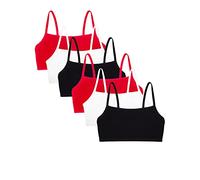 Fruit of the Loom Spaghetti Strap Cotton Sports Bra-All-Day Comfort & Easy Movement Sujetador Deportivo, Opaco, Negro, Negro, Blanco, Rojo, Rojo, Rojo y Rojo, 38 (Pack de 6) para Mujer