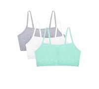 Fruit of the Loom Spaghetti Strap Cotton Sports Bra-All-Day Comfort Sujetador Deportivo, Opaco, Mint Chip/White/Grey Heather, 105D (Pack de 3) para Mujer