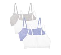 Fruit of the Loom Spaghetti Strap Cotton Sports Bra Sujetador Deportivo, Opaco, Gris Jaspeado/Blanco/Blanco/Azul Jaspeado, Paquete de 4, 42 (Pack de 4) para Mujer