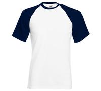 Fruit of the Loom SS008M, Camiseta Para Hombre, Blanco (White/Deep Navy), Medium