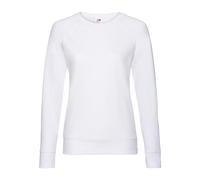 Fruit of the Loom Sudadera raglán ligera para mujer, corte femenino con costuras laterales, mezcla de algodón/poliéster, Blanco, XS