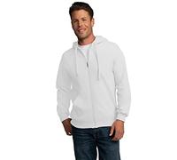 Fruit of the Loom Sudaderas con Capucha Eversoft Fleece Camisa, Cremallera Completa-Blanco, S para Hombre