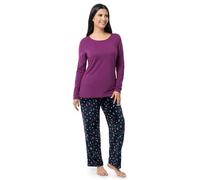 Fruit of the Loom Sueded Jersey Crew Top and Fleece Pant Sleep Set Juego de Pijama, Bayas/multiconfeti, 4XL Mujeres