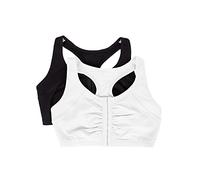 Fruit of the Loom Front Close Builtup Sports Bra Sujetador Deportivo, Negro, Blanco, (Black Hue/White), 90 (Pack de 2) para Mujer